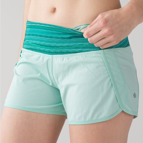 NWOT Lululemon Run Times Short
in Sea Mist/ Wave Twist Jungle Hero Blue. 
Size 6 - Picture 1 of 7